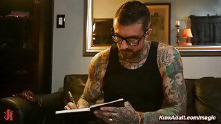 House owner anal fucks busty slave in bondage