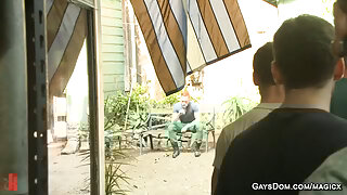 Coworker bound and group anal fucked at stompers boots