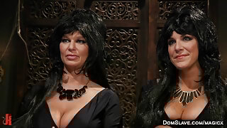 Busty lezdom dominates blonde MILF on Halloween