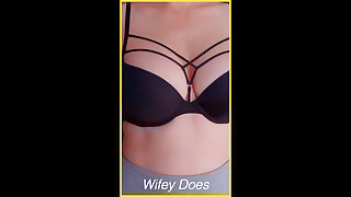Wifey stuns in black lingerie bra