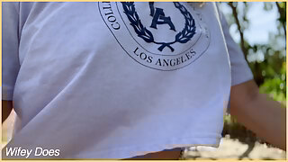 Wifey is out in public braless shirt