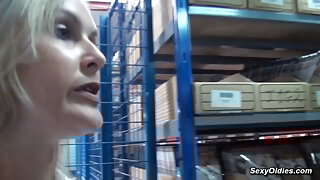 Busty French MILF Melany Paris anal fucked in the warehouse she works at